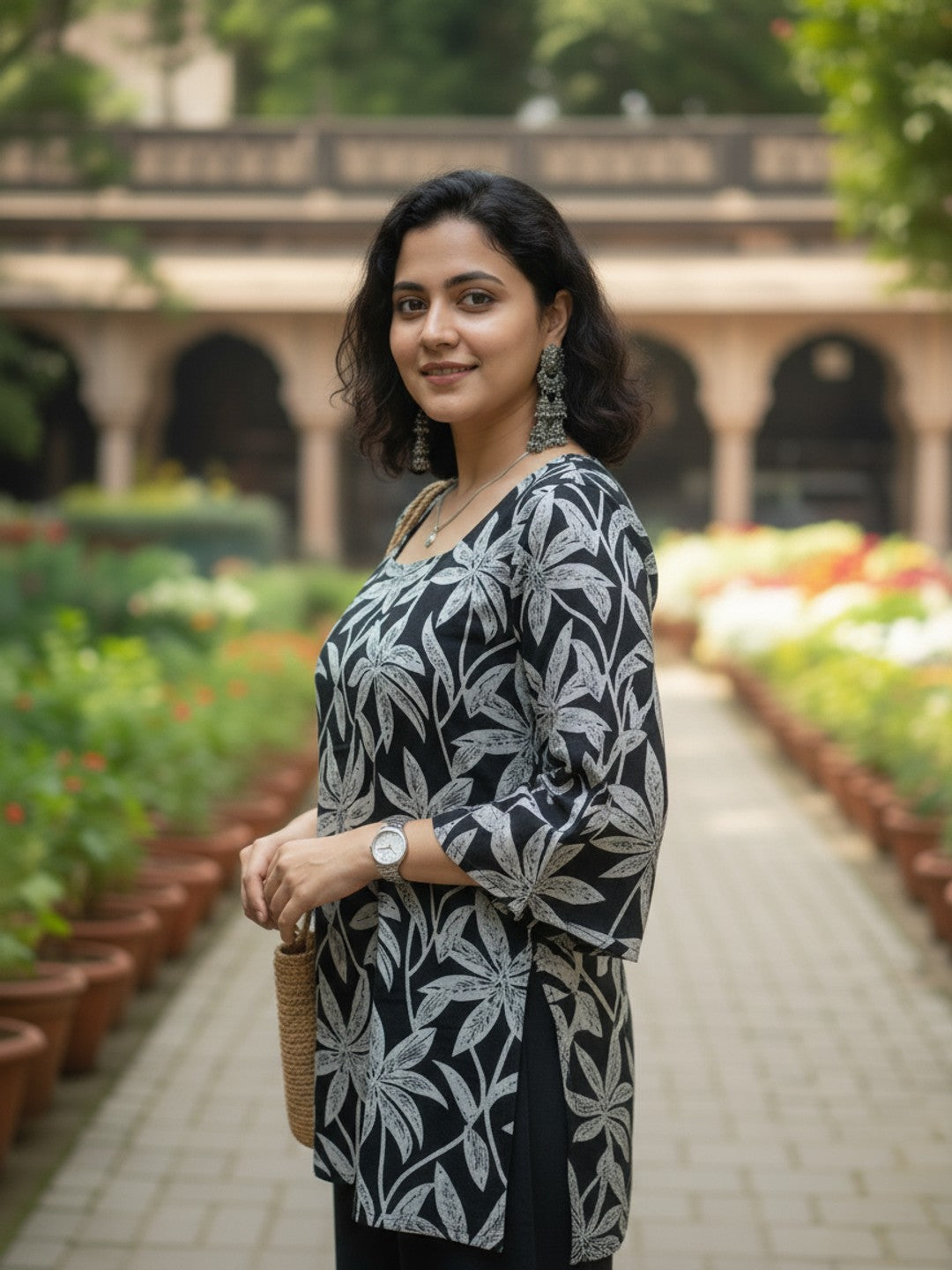 Lily Black Square Neck Short Kurta