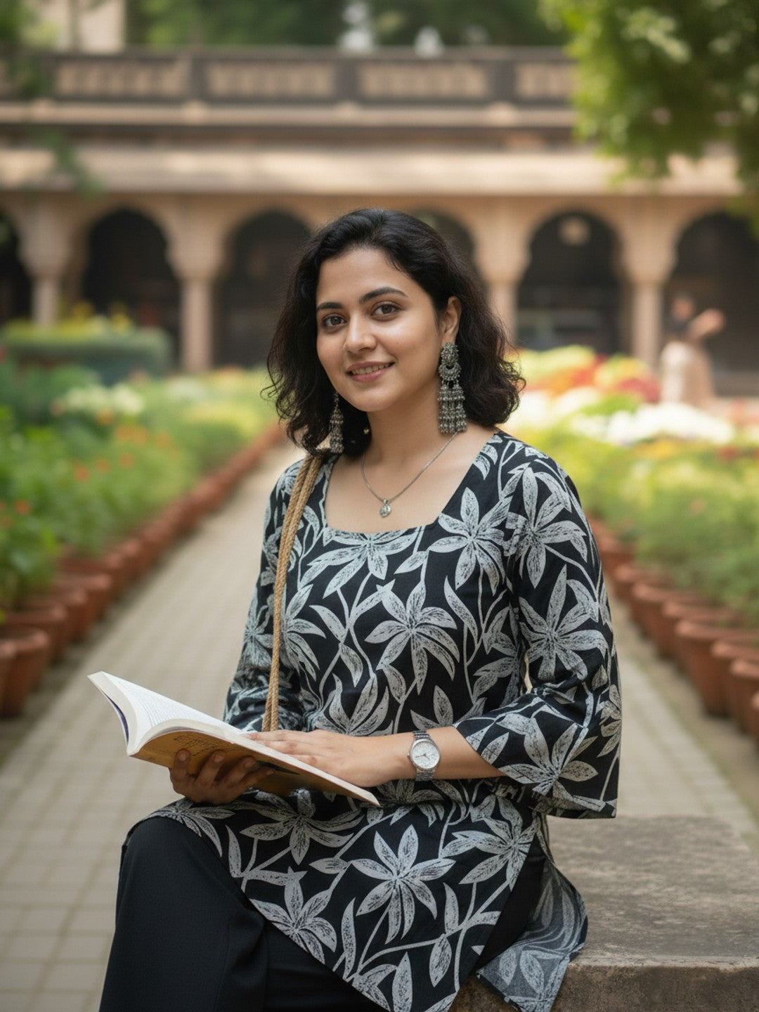 Lily Black Square Neck Short Kurta