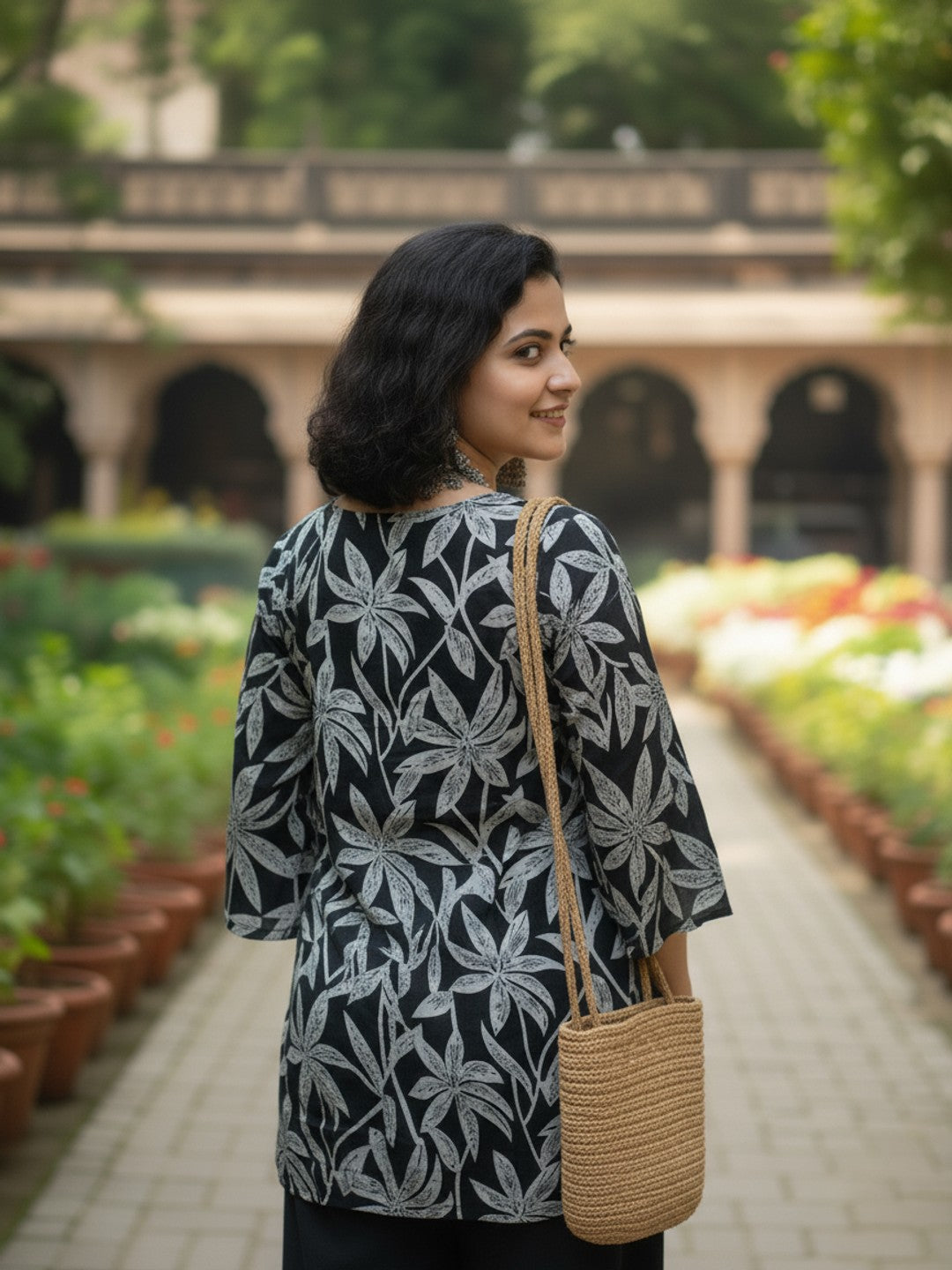 Lily Black Square Neck Short Kurta