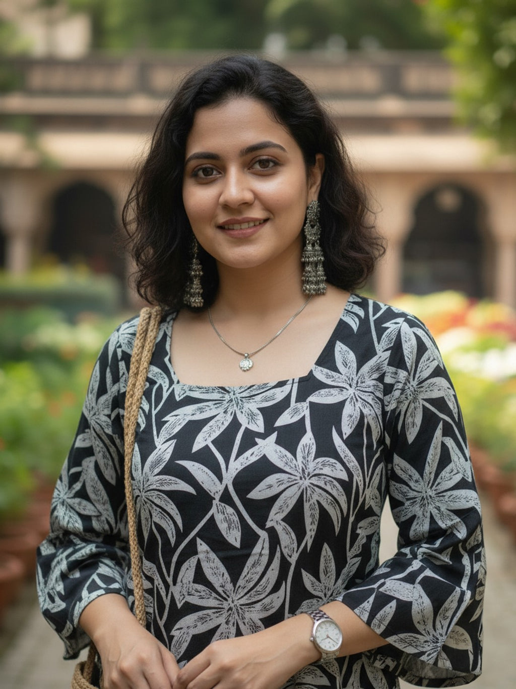 Lily Black Square Neck Short Kurta