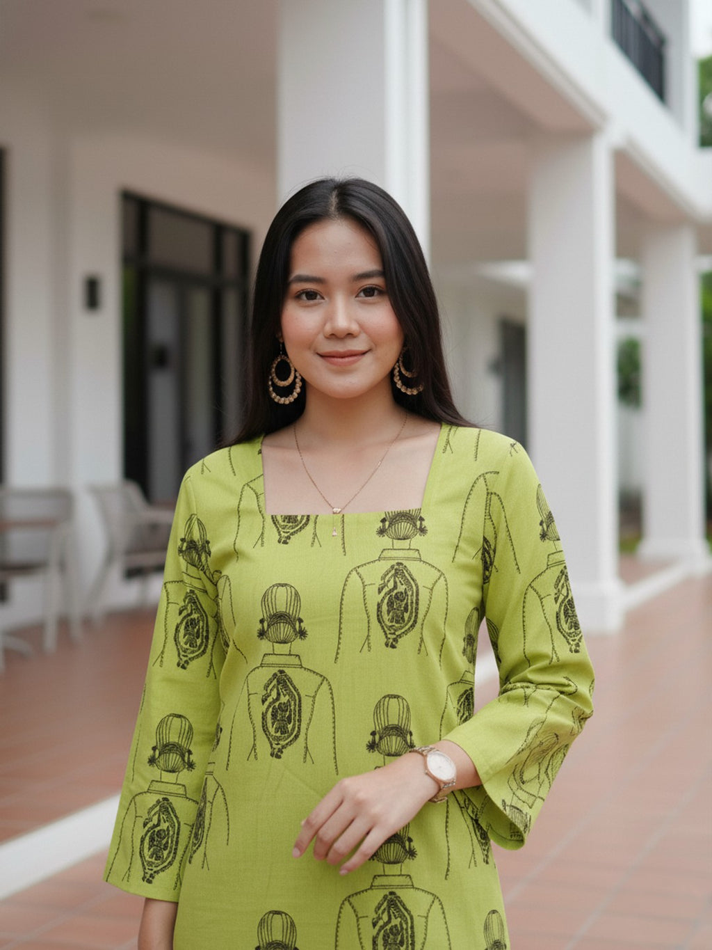 Neon Yellow Square Neck Short Kurta