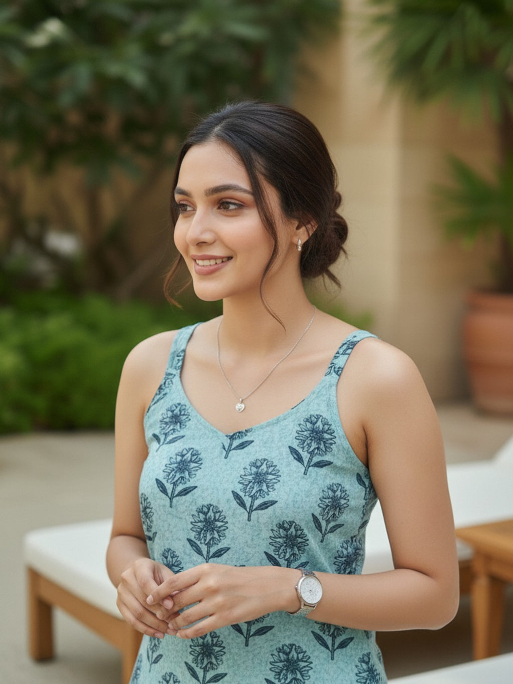 Lotus Green Strap Short Kurta