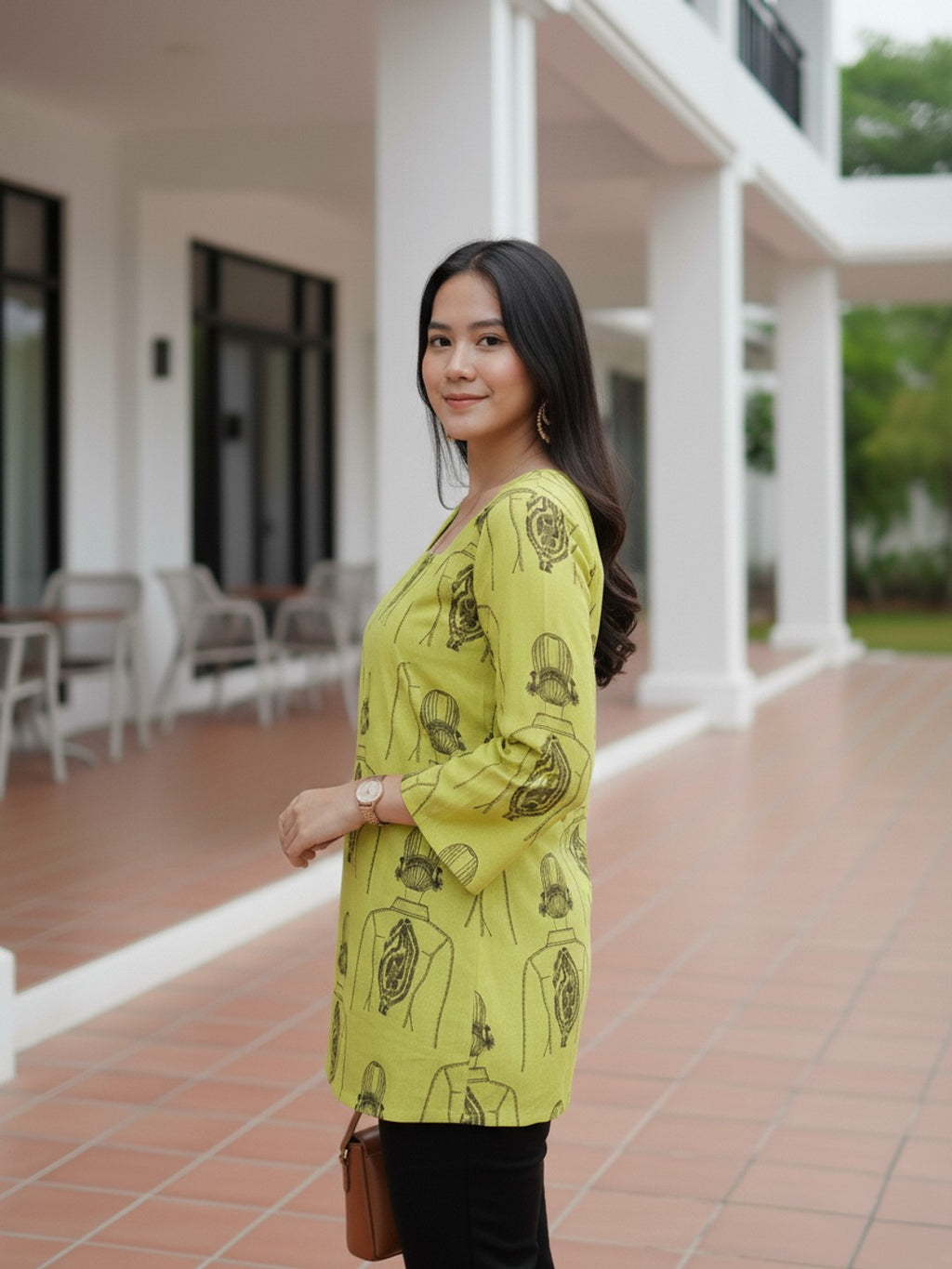 Neon Yellow Square Neck Short Kurta