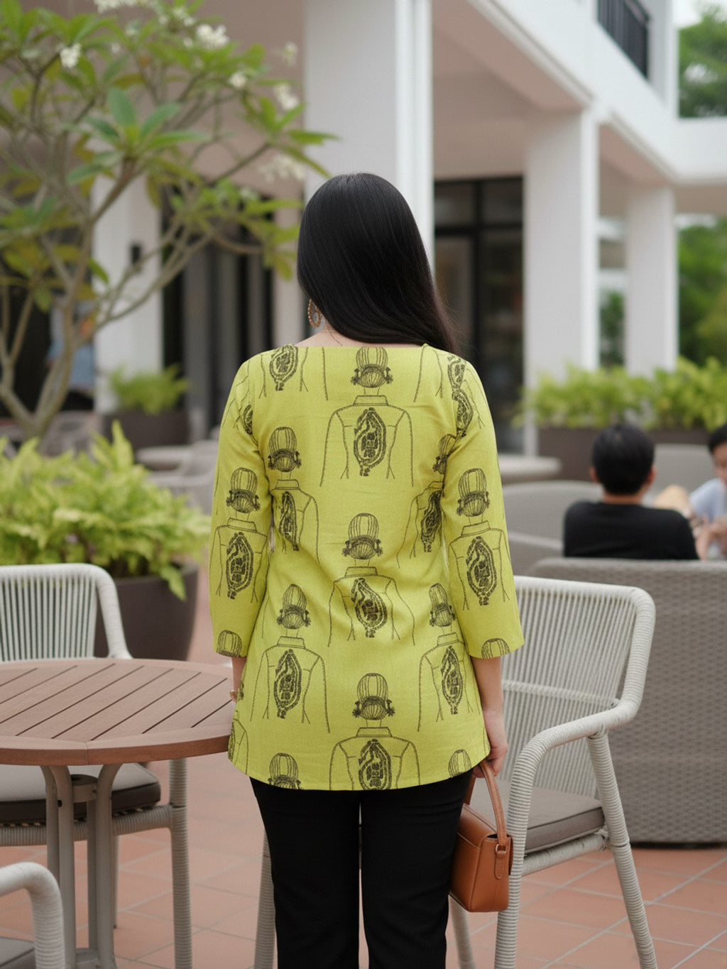 Neon Yellow Square Neck Short Kurta